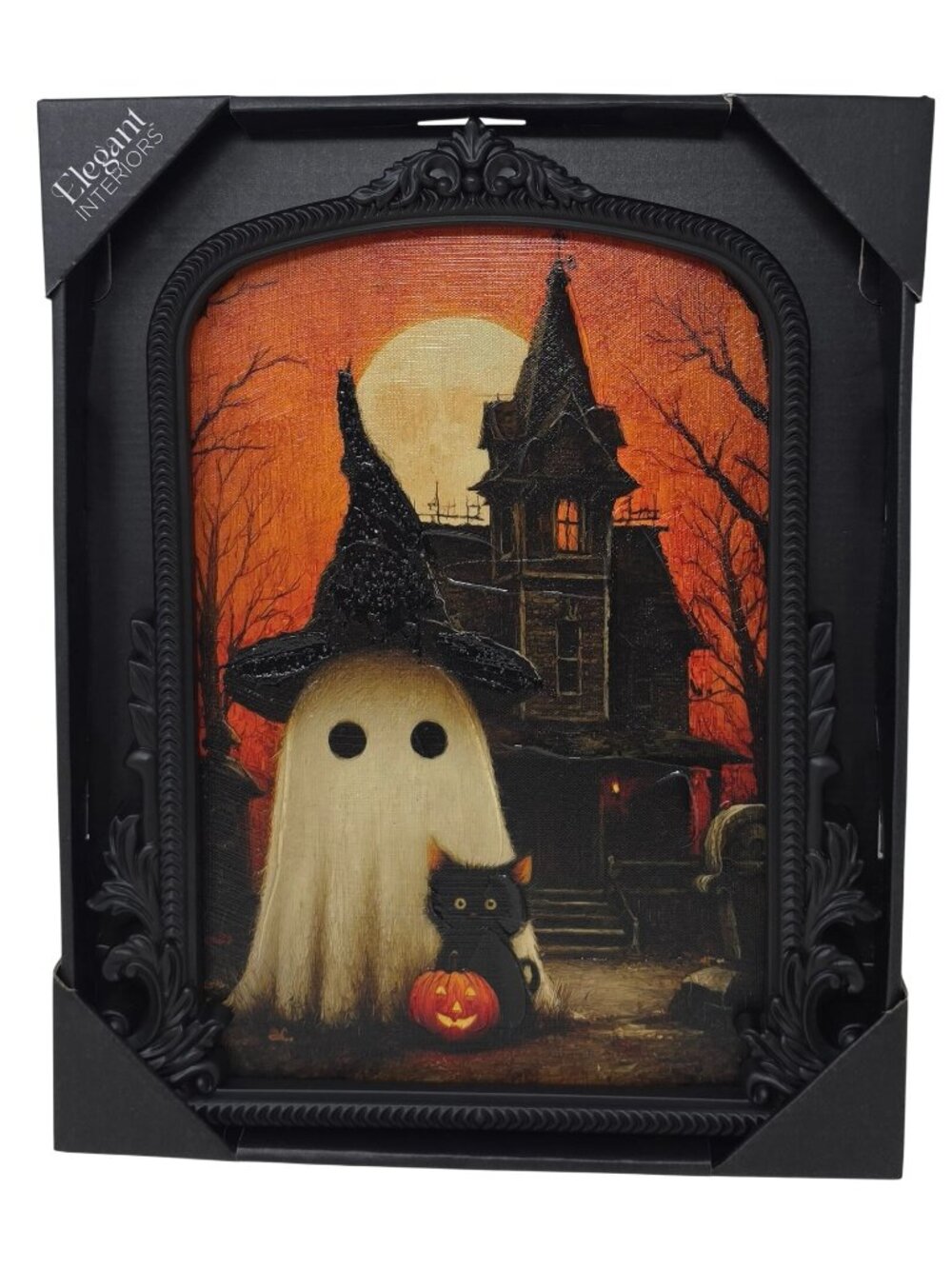 Halloween Ghost, Black Cat, Haunted House 12x15 Wall Art